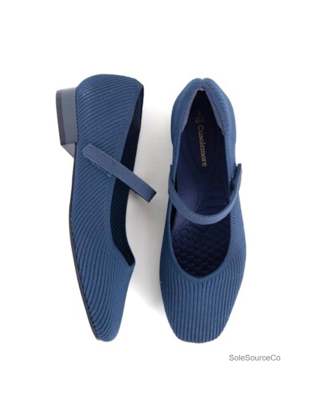 Women's Square Toe Mary Jane Flats with Arch Support, Knit